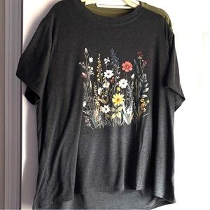 Floral Graphic Charcoal T-Shirt